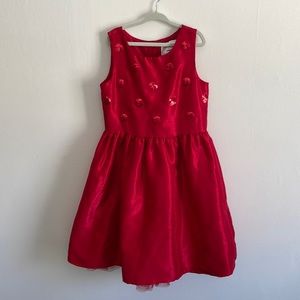 Gymboree Red Taffeta Party Dress with Circle Sequins Size 7